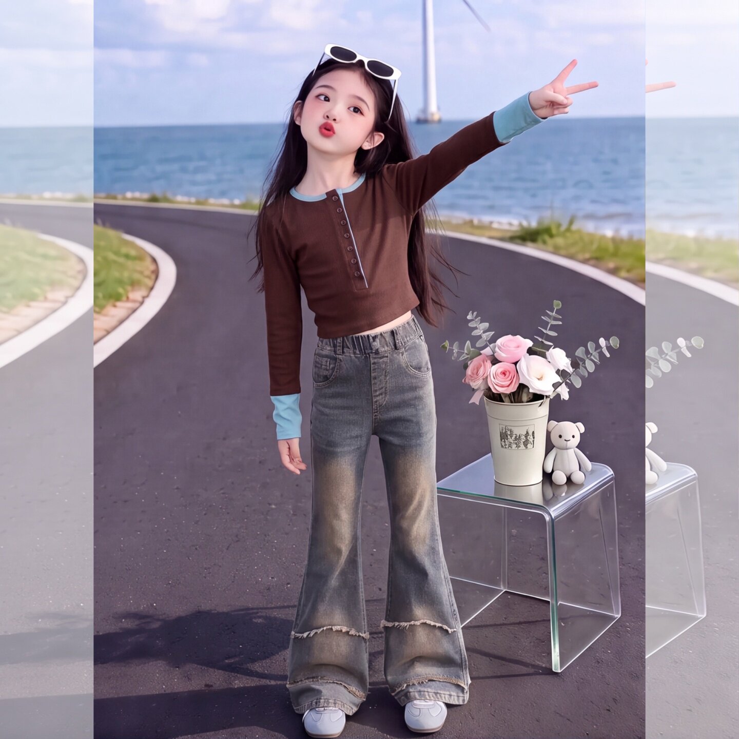 女童喇叭裤秋季款弹力休闲秋季牛