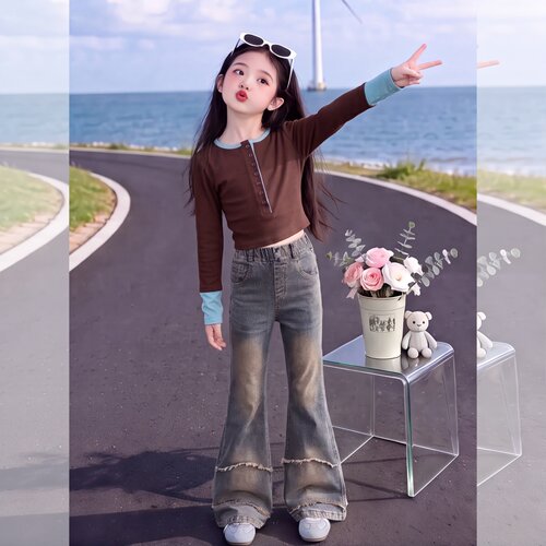 女童喇叭裤秋季款弹力休闲秋季牛