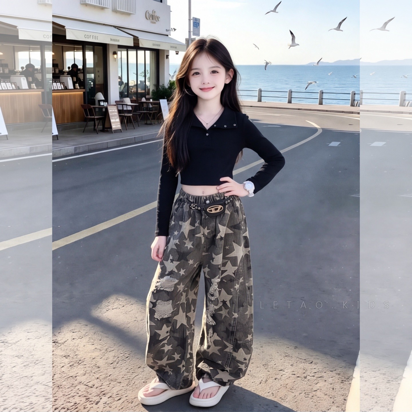 女孩儿童网红宽松工装裤子女童洋