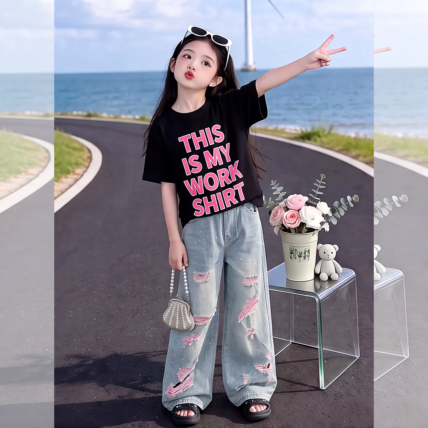女童夏季套装2026新款洋气儿童小