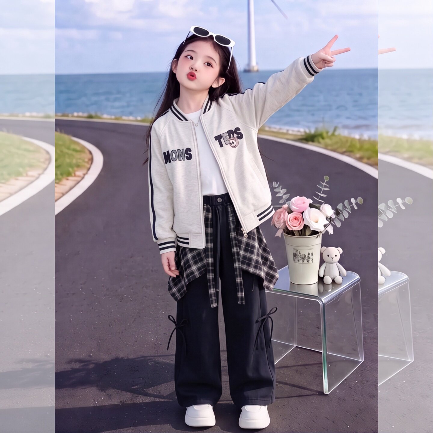 女童休闲阔腿裤秋季2026新款美式
