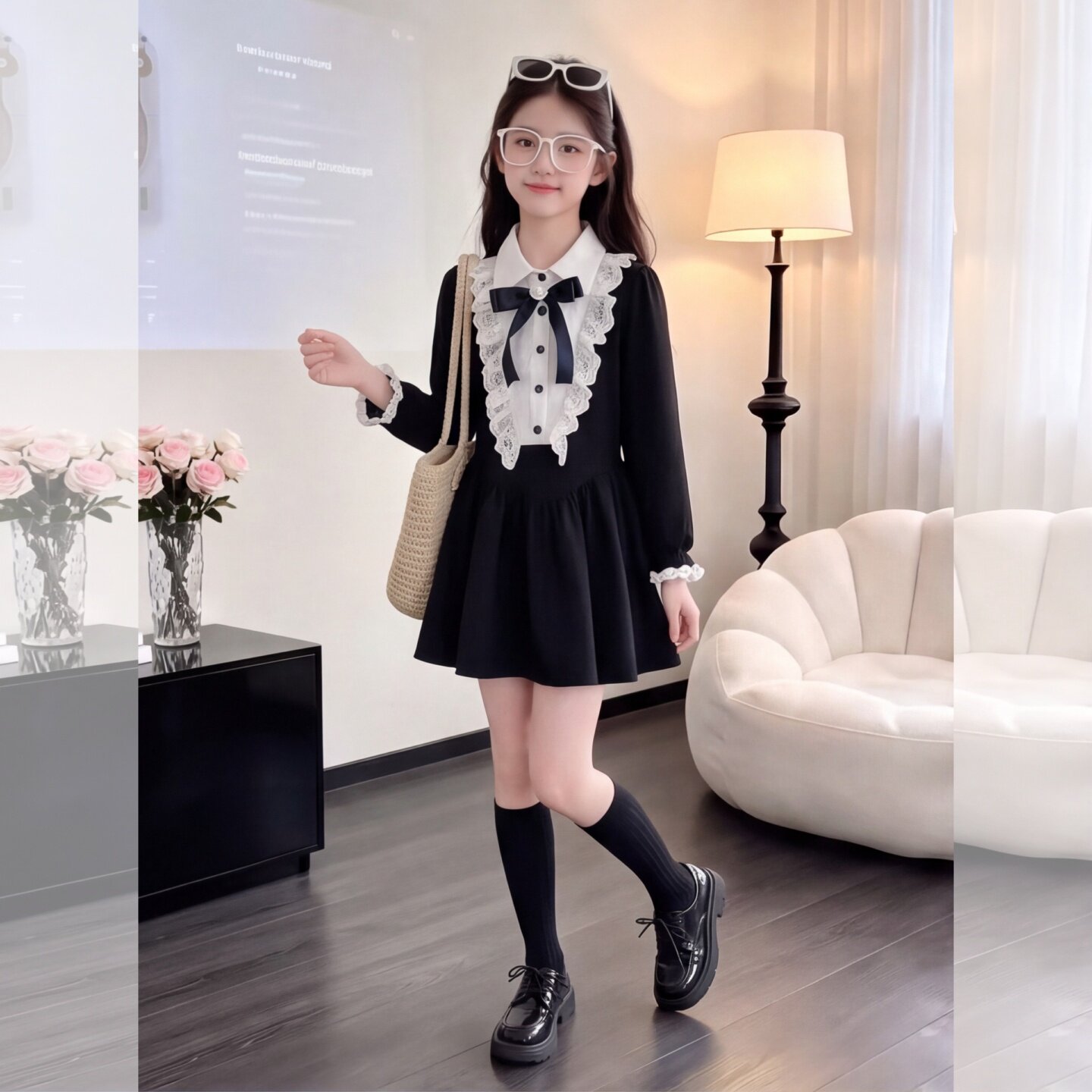 女童赫本风连衣裙春秋装2026新款