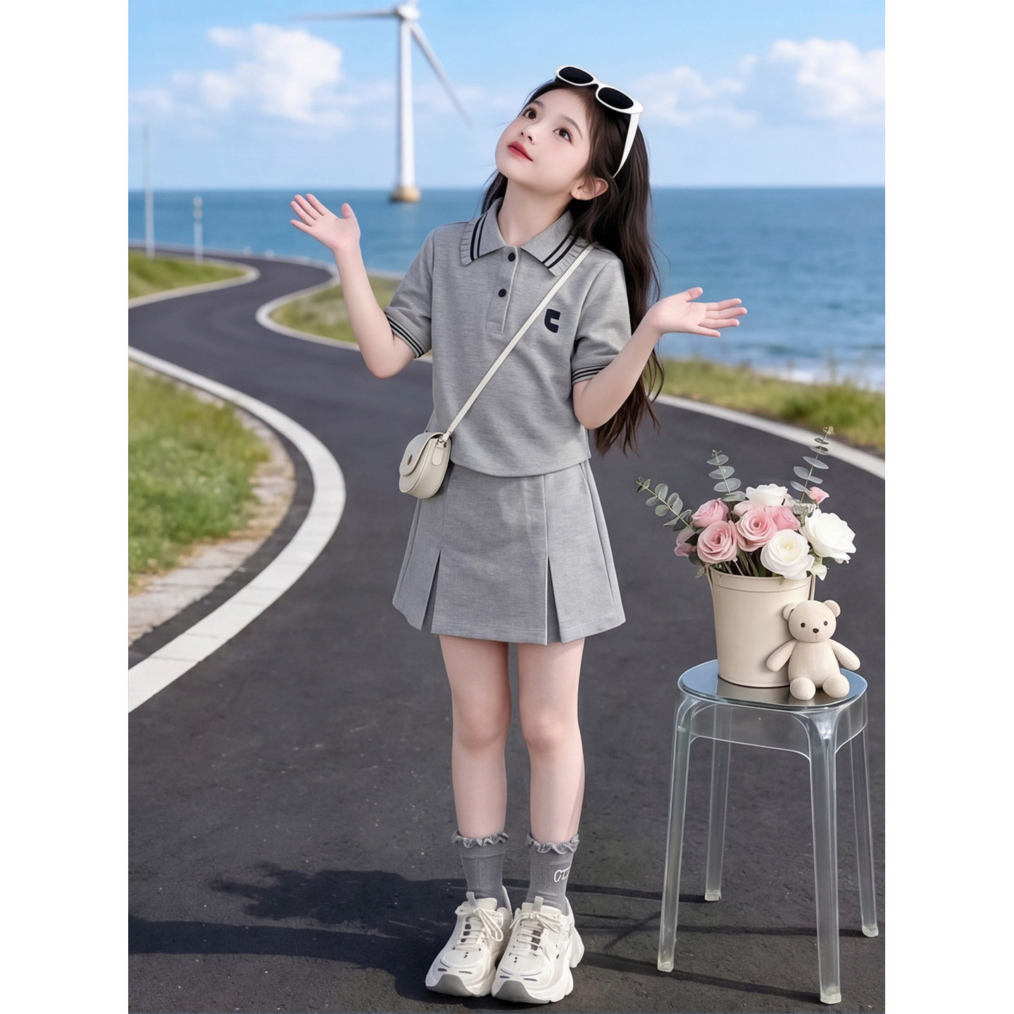 女童夏套装2026新款超火夏季女孩