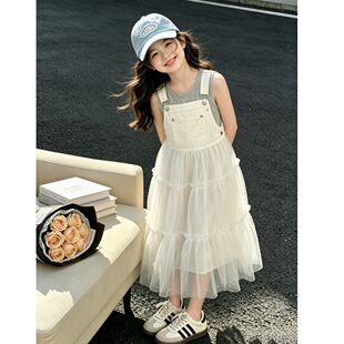 女童连衣裙夏装2026新款大童女装裙子儿童夏季薄款女孩背带裙套装