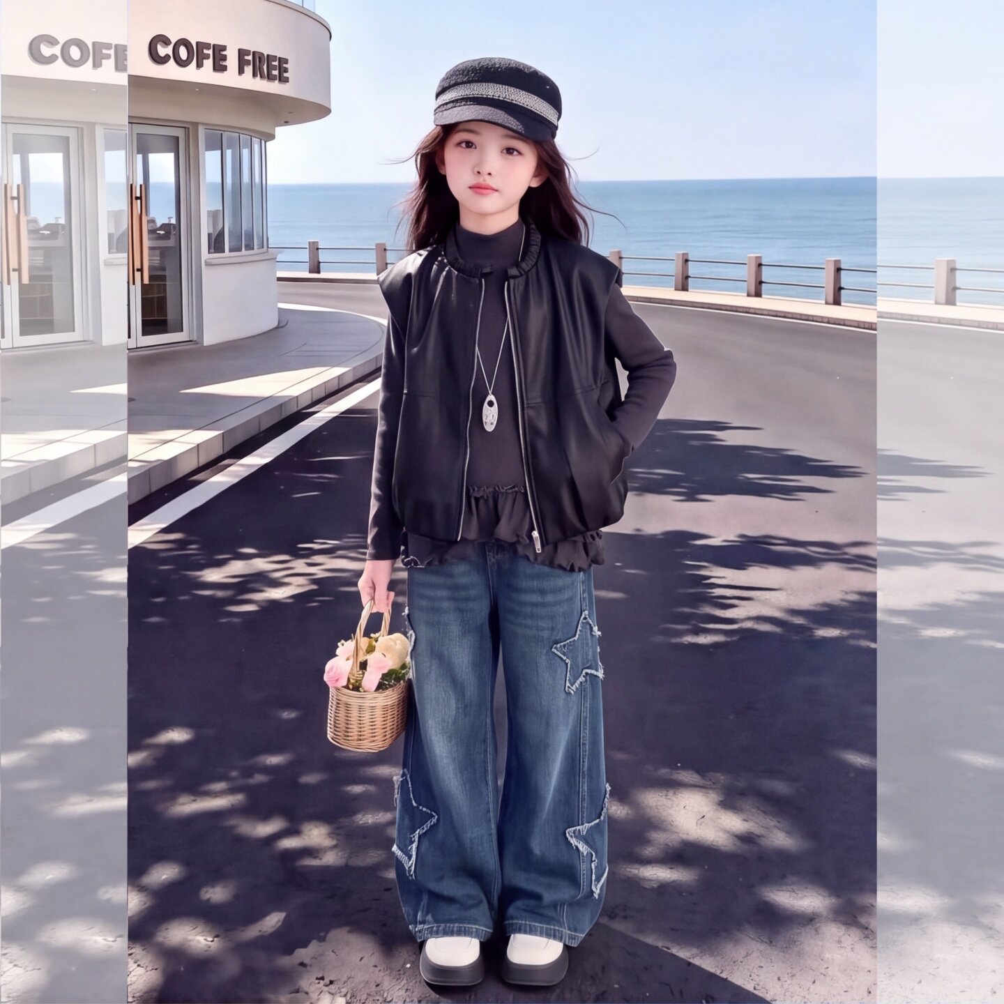 女童牛仔裤秋季款女大童韩版潮酷