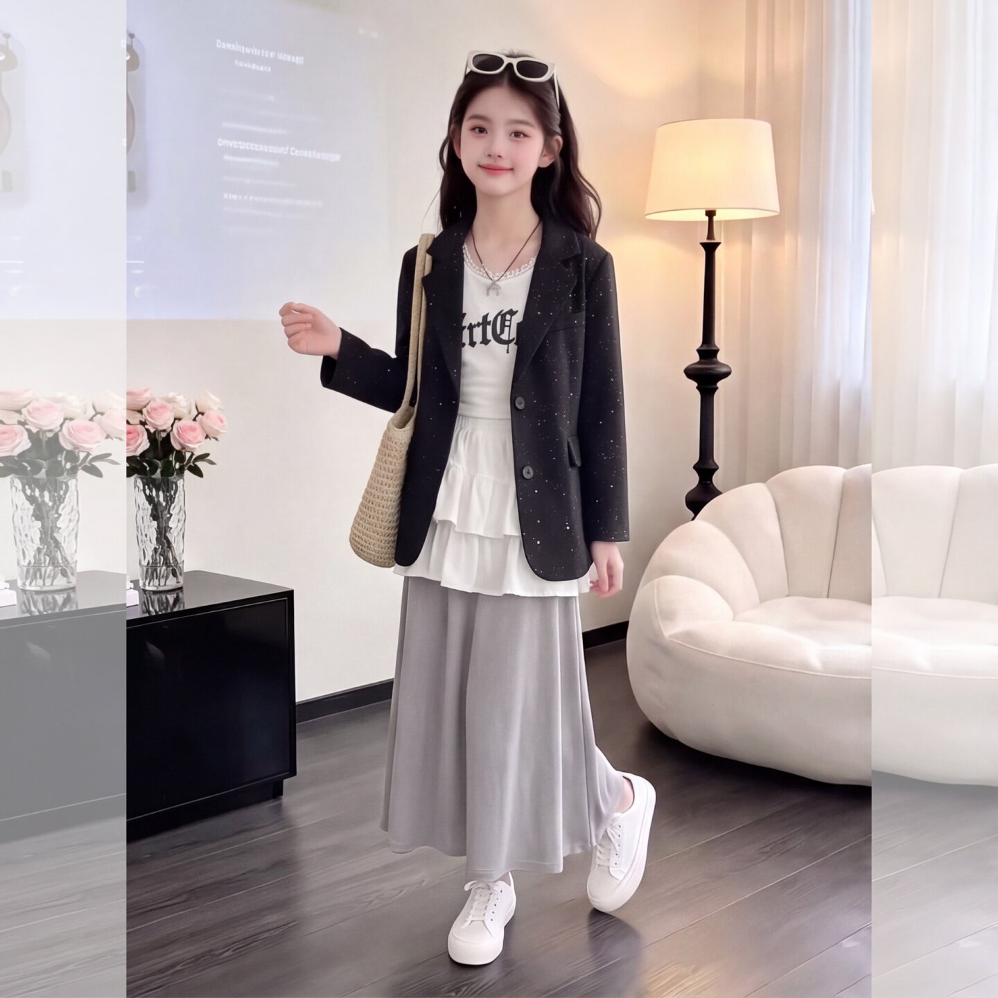 女童秋季西装外套2026新款儿童中