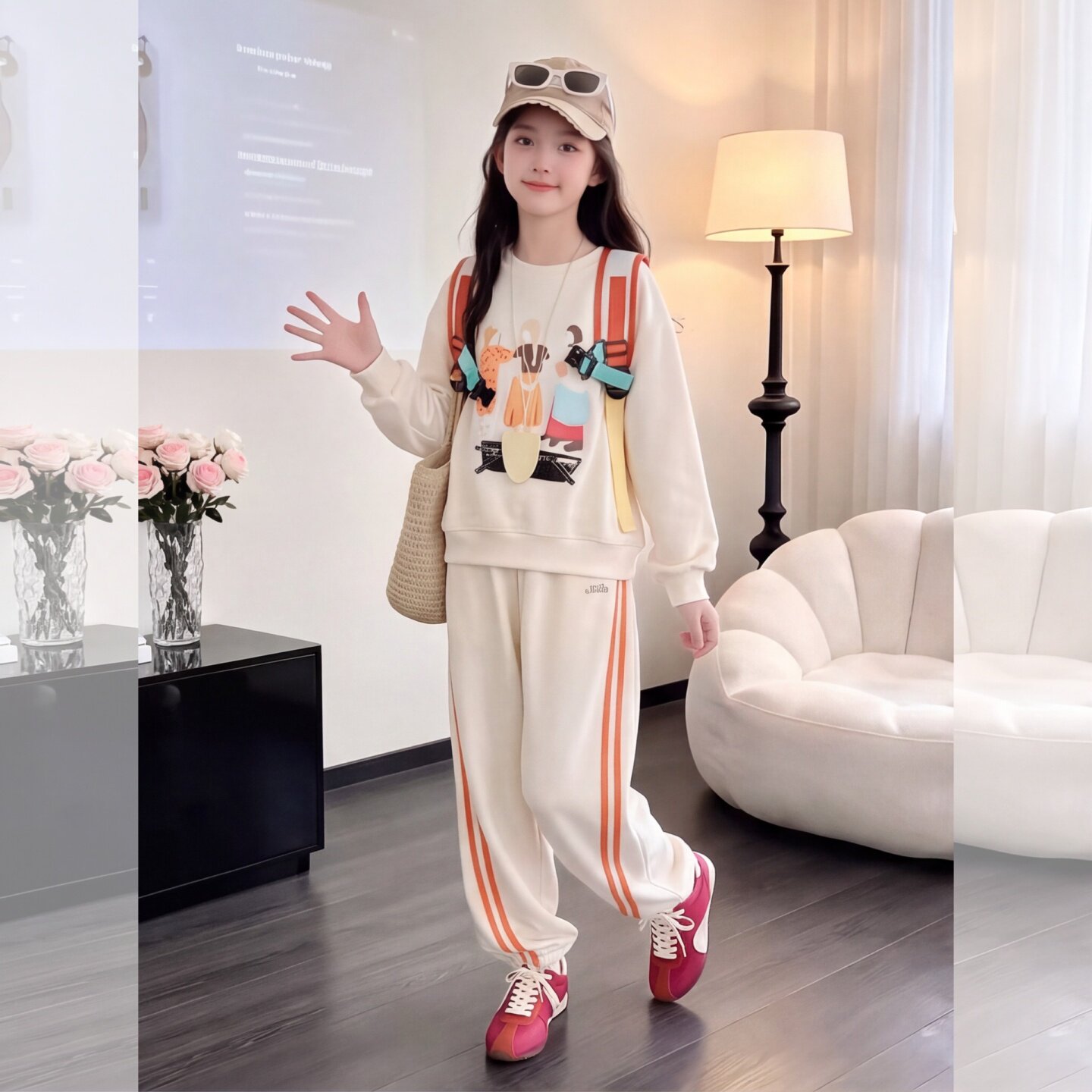 女孩秋款长袖小套装女童秋季小孩