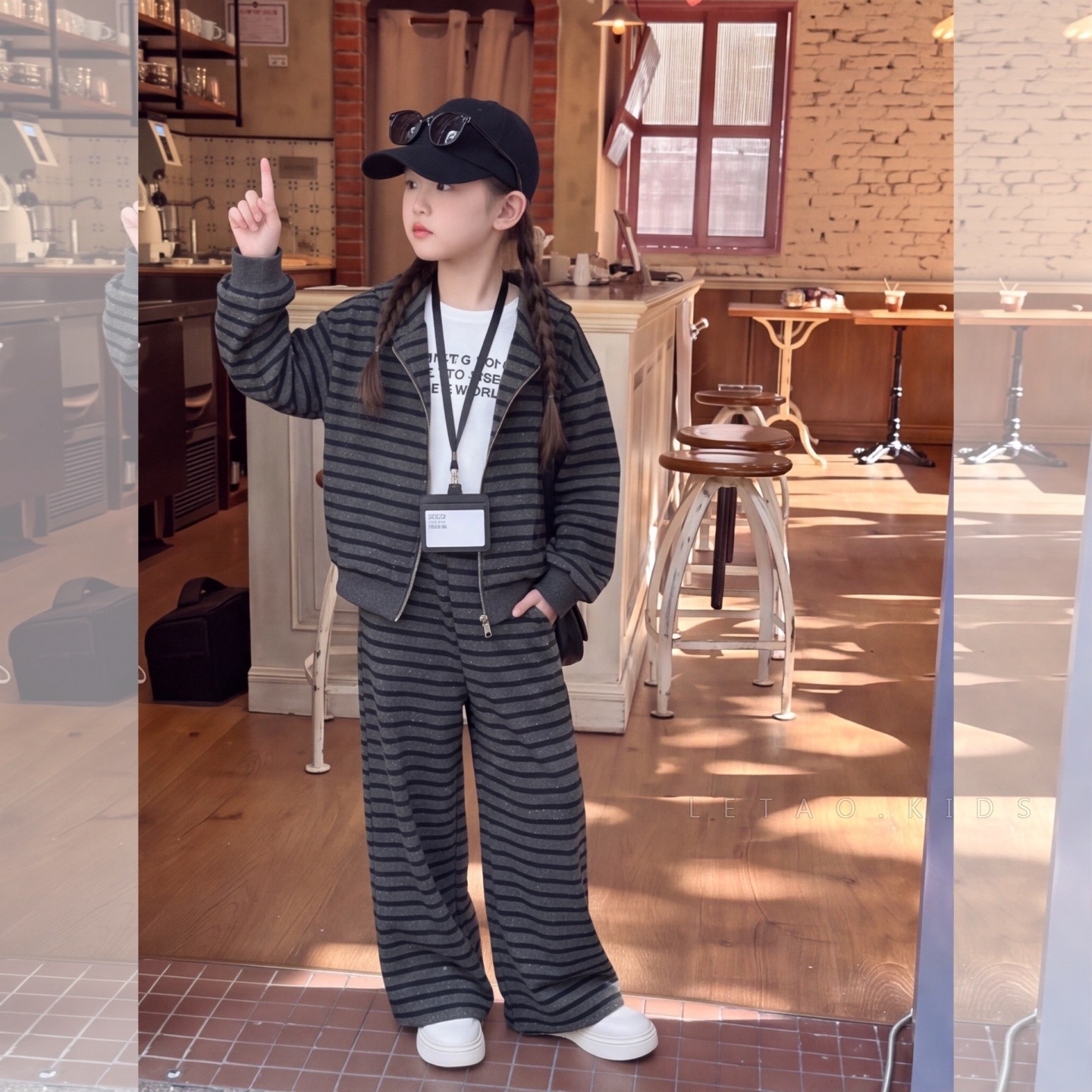 女童条纹套装秋季2026新款儿童洋