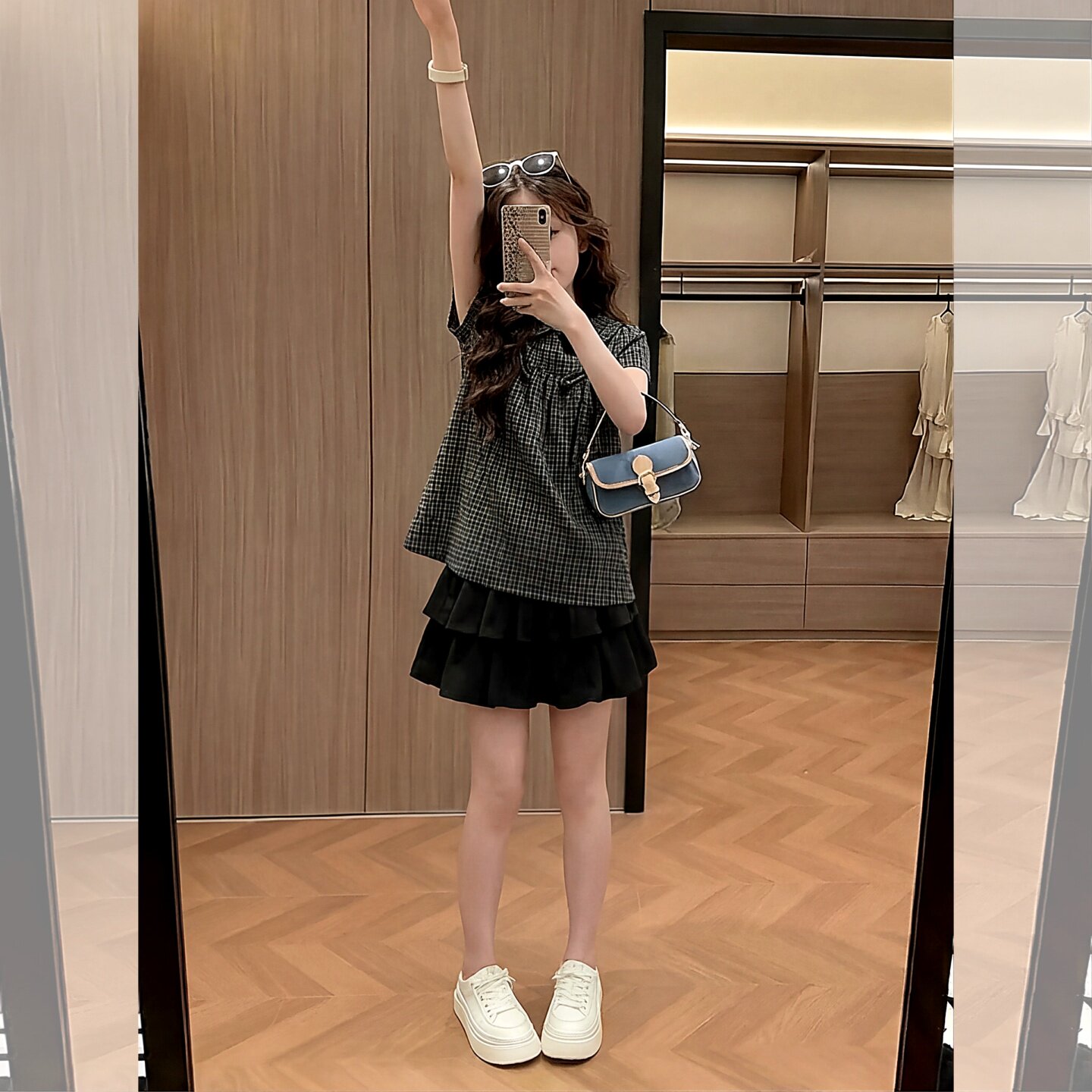 女童夏季娃娃衫套装2026款儿童格