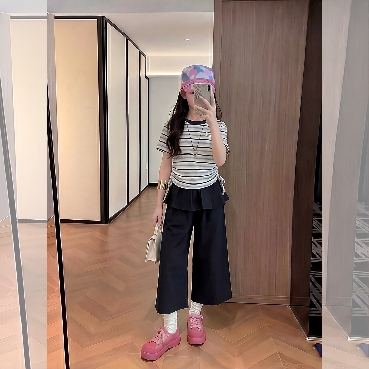 女童套装夏季薄款大儿童条纹短袖