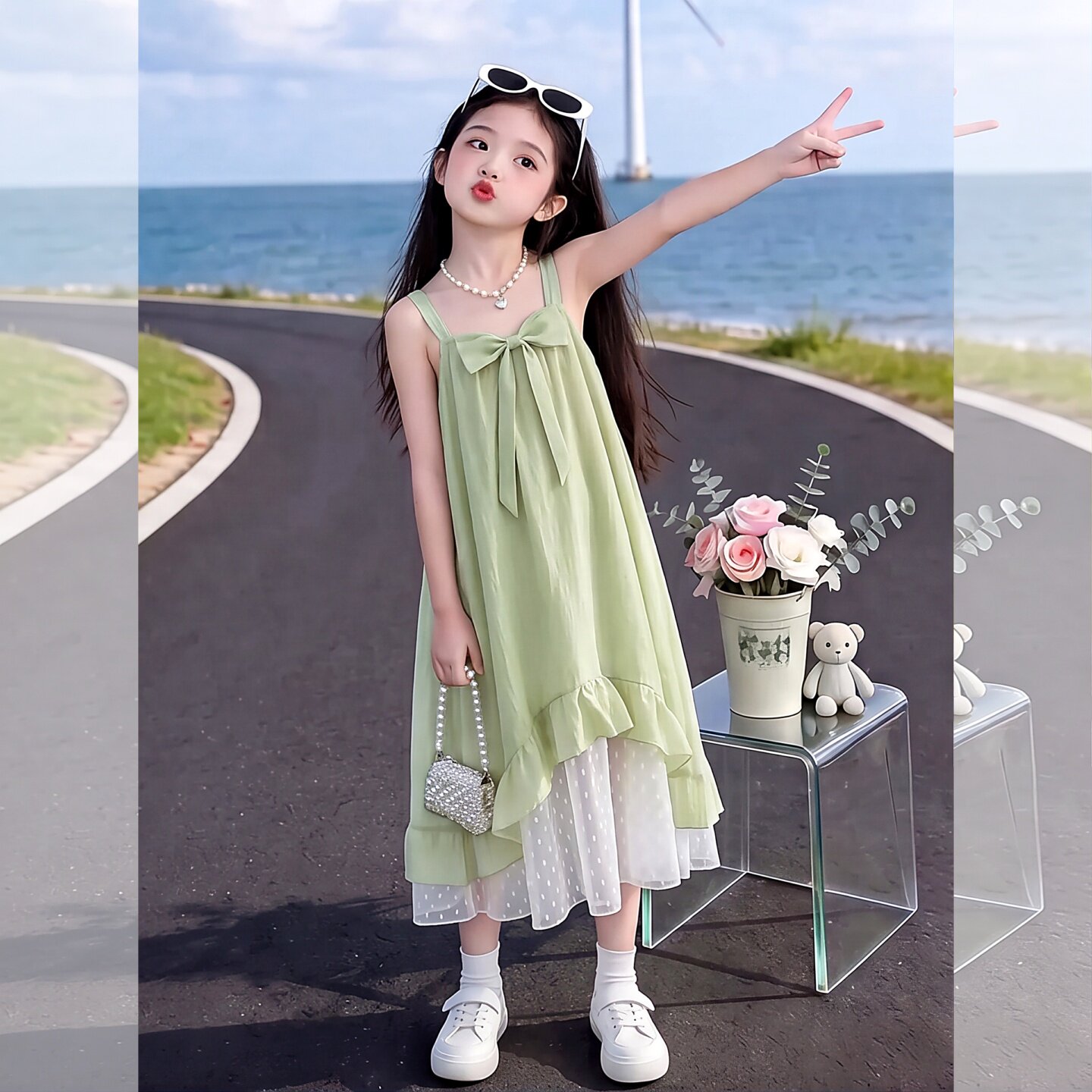 女童甜美吊带连衣裙夏季2026新款