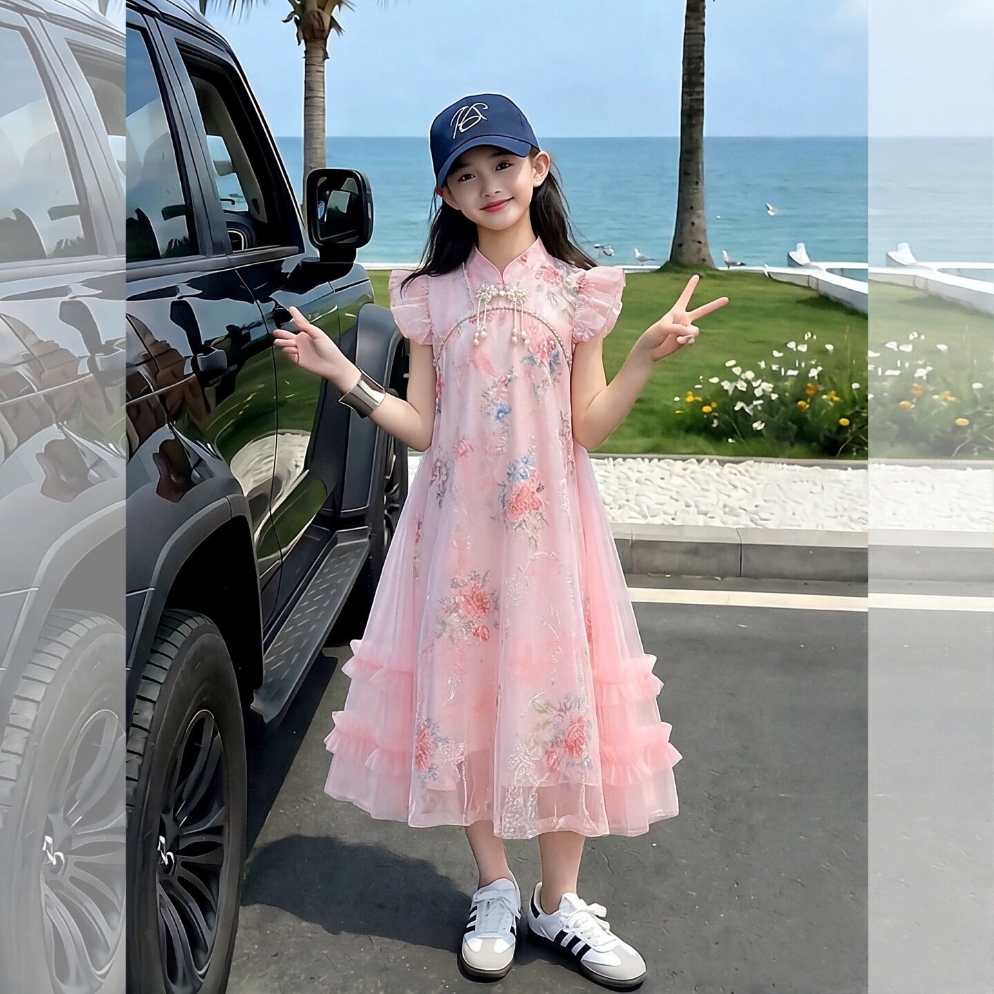 女童夏国风旗袍公主裙新中式裙子