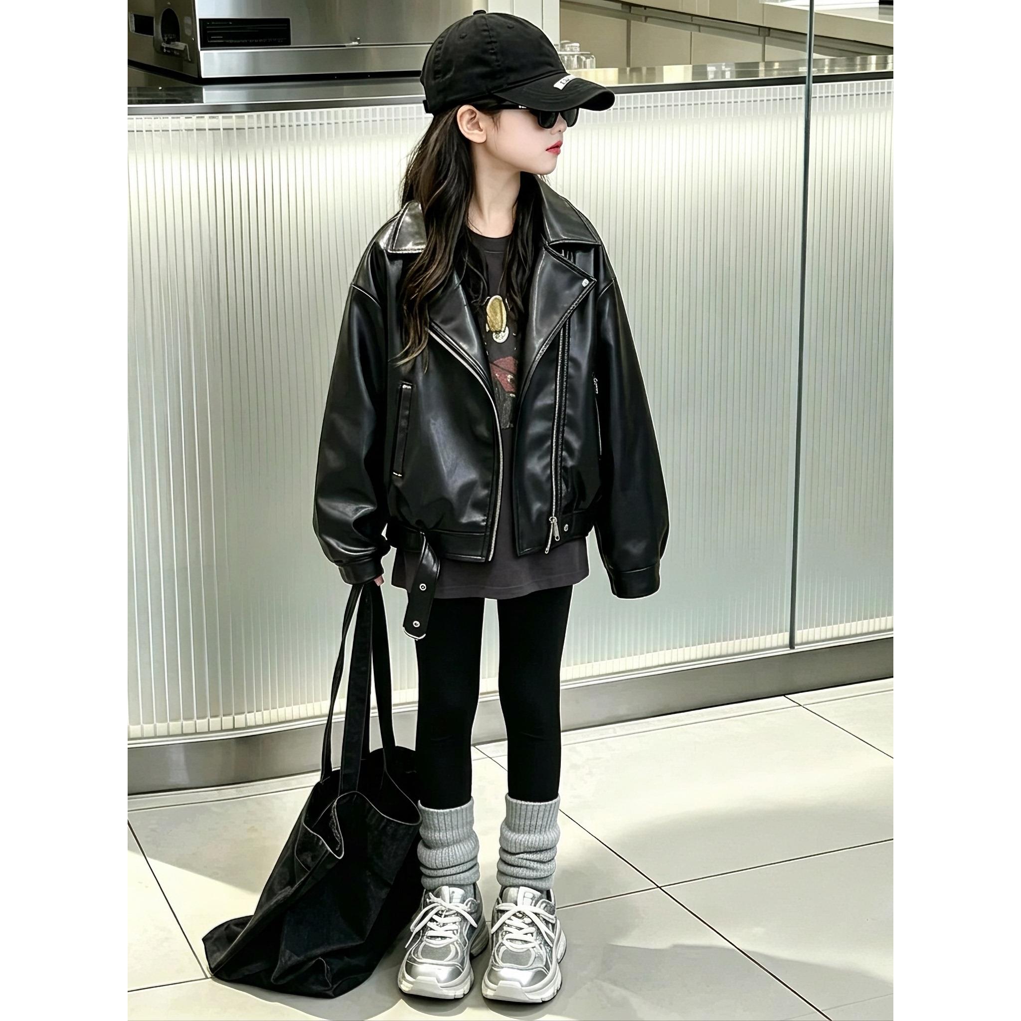 女童皮衣外套春秋2026新款儿童上衣流光风洋气时髦大童皮夹克秋冬