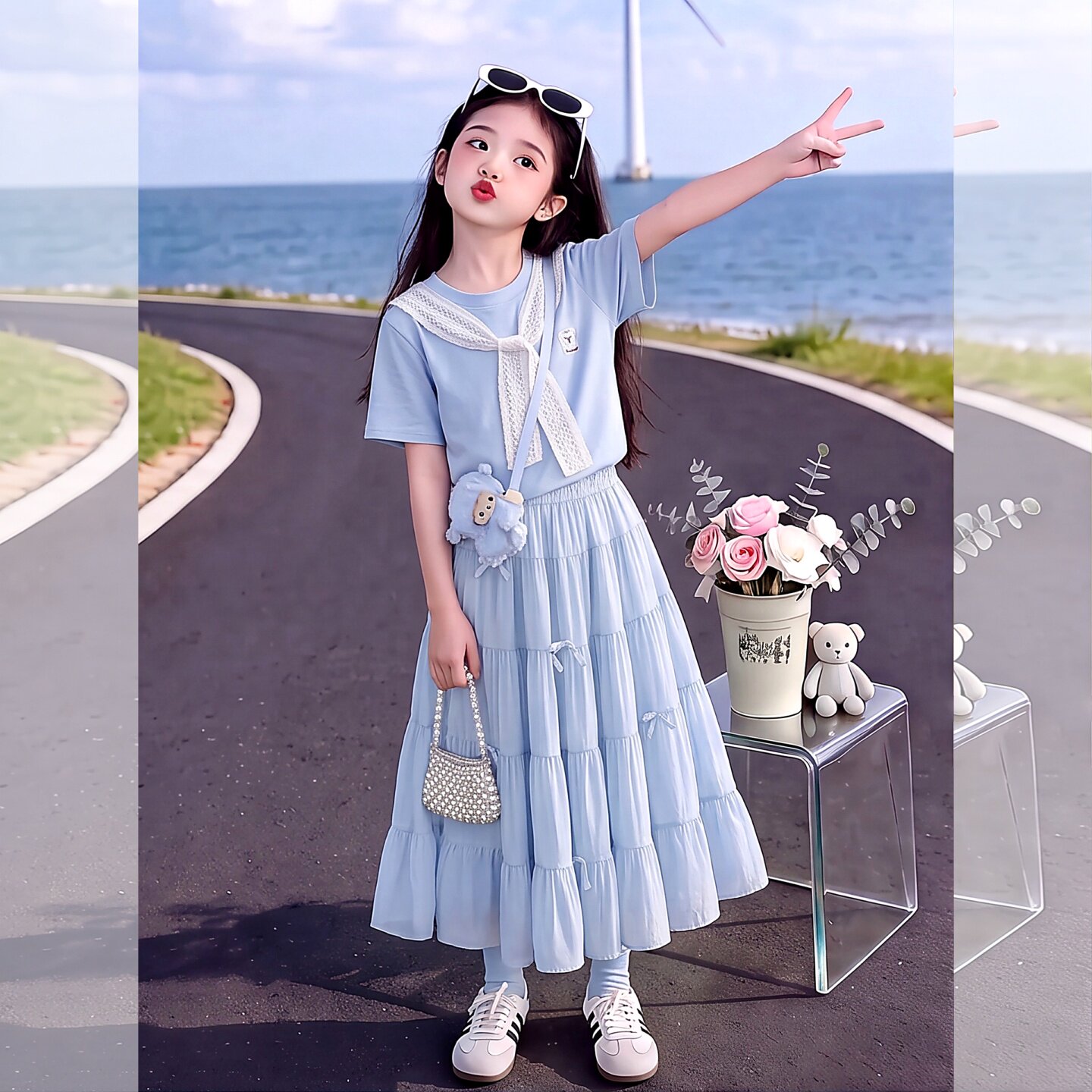 女童T恤夏季新款韩版女孩短袖裙4