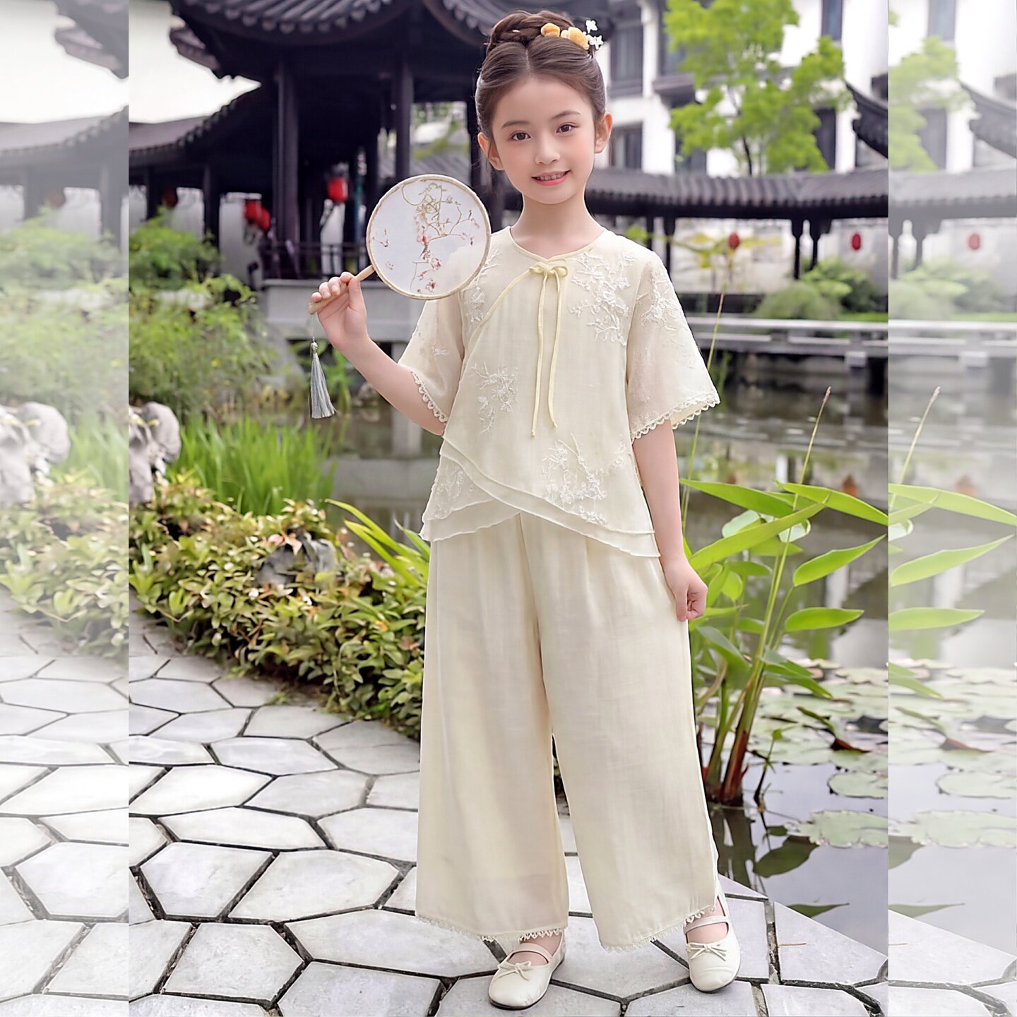 女童夏季中国风套装2026新款女大