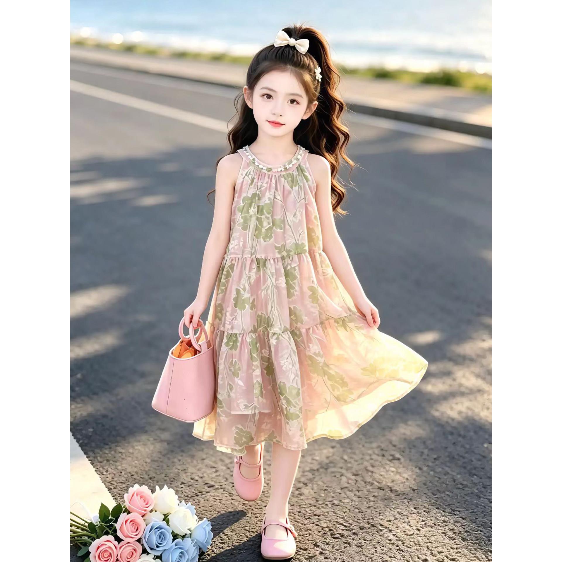女童连衣裙夏季2026新款儿童甜美碎花吊带裙子夏装女孩洋气背心裙