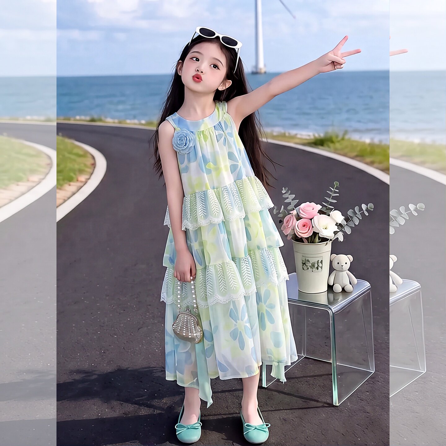 大裙摆气质2026夏季女童公主风挂