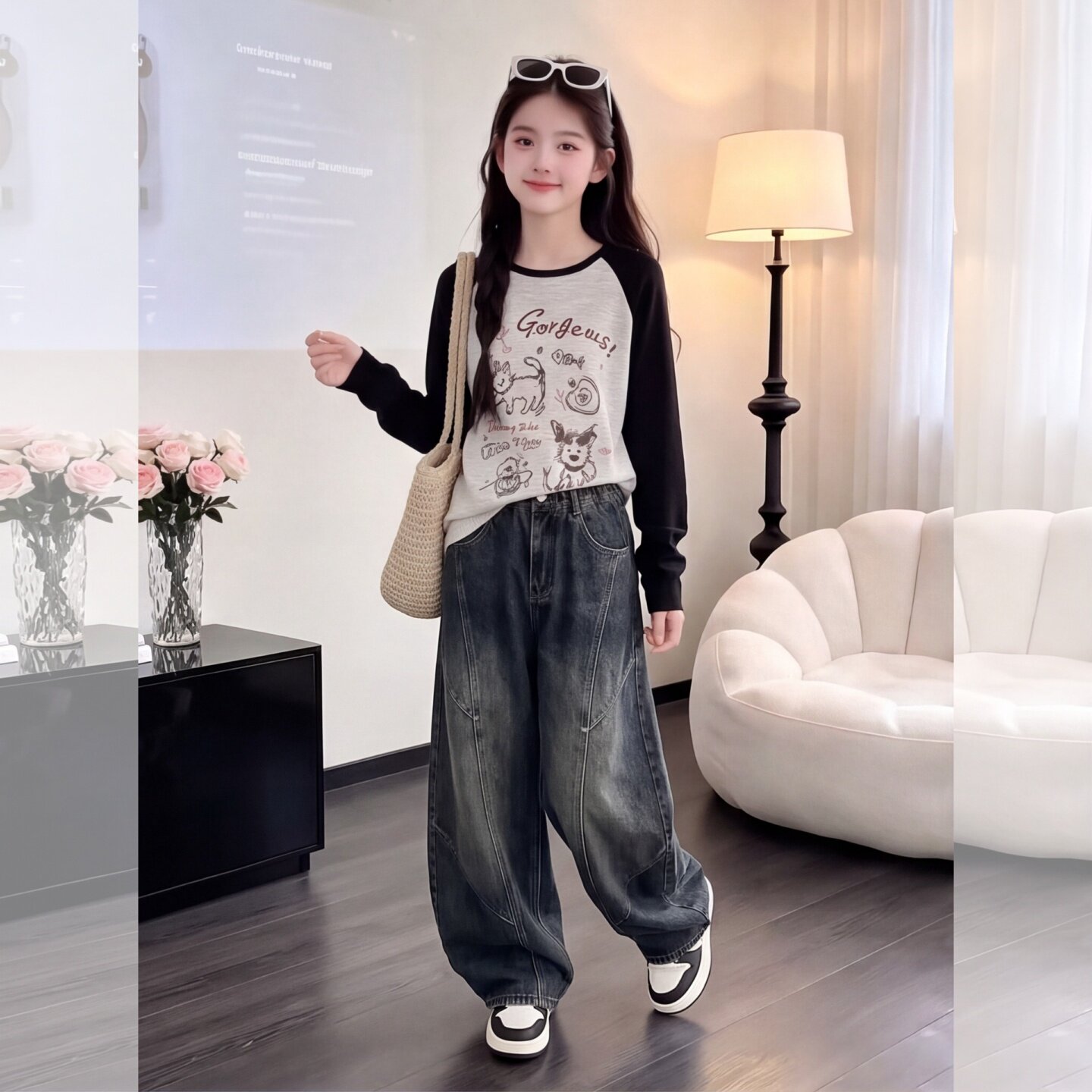 女童裤子秋季2026新款洋气大童牛