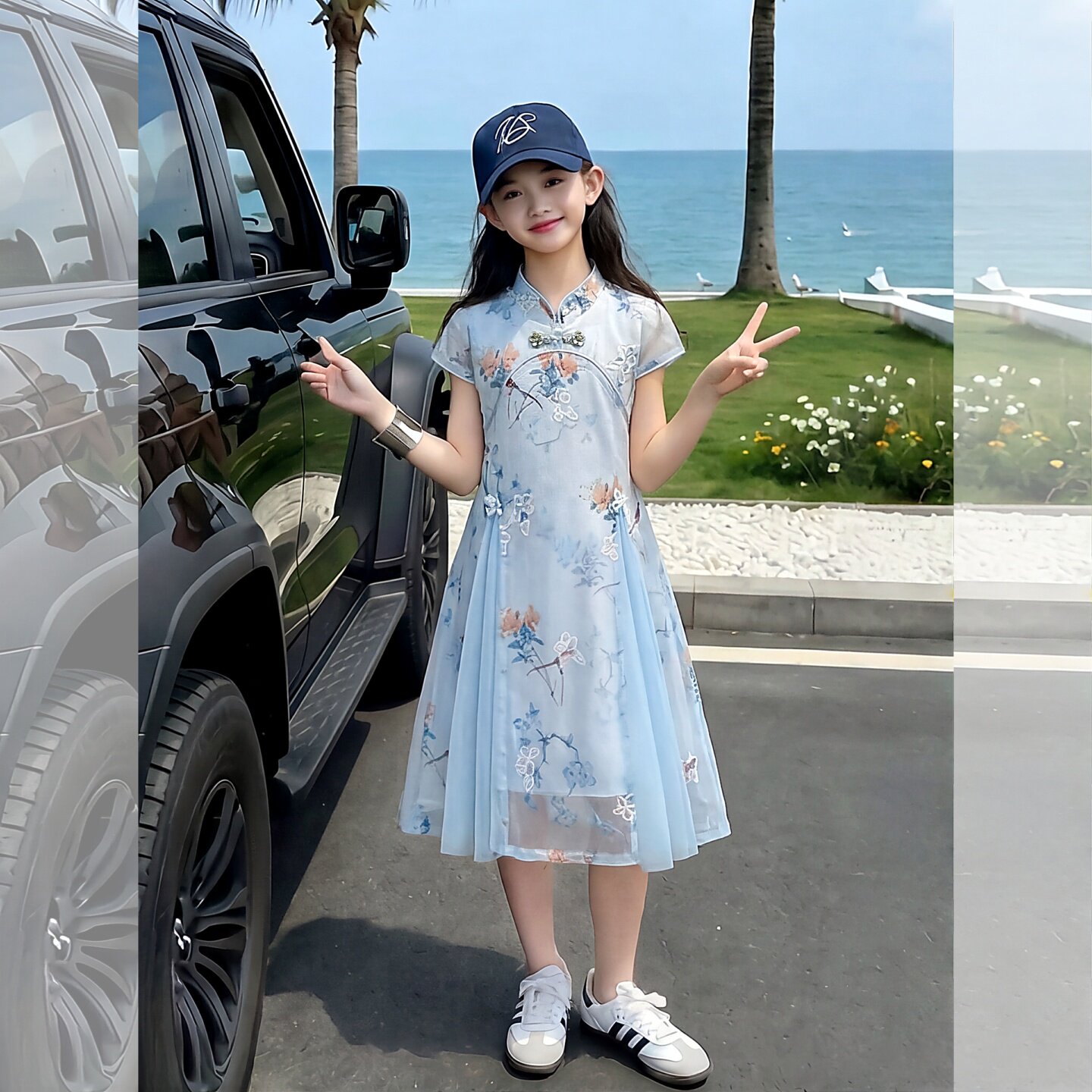 女童夏装汉服连衣裙2026新款初中生女孩旗袍裙小孩儿童中国风裙子
