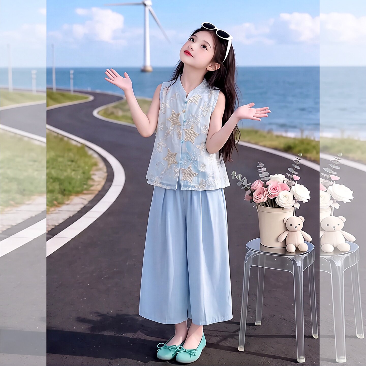 女童夏季薄款套装2026新款中大童