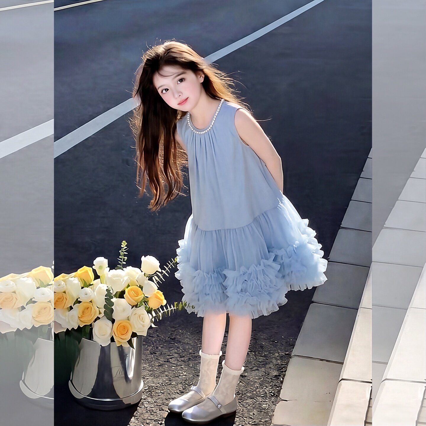 女童裙子洋气夏新款2026中大童女