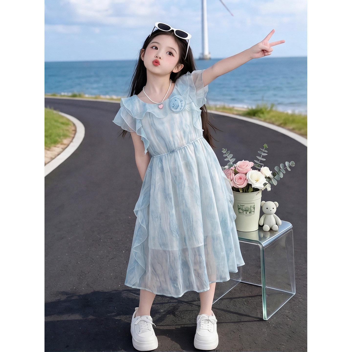 2026女童夏季泡泡袖甜美好公主裙