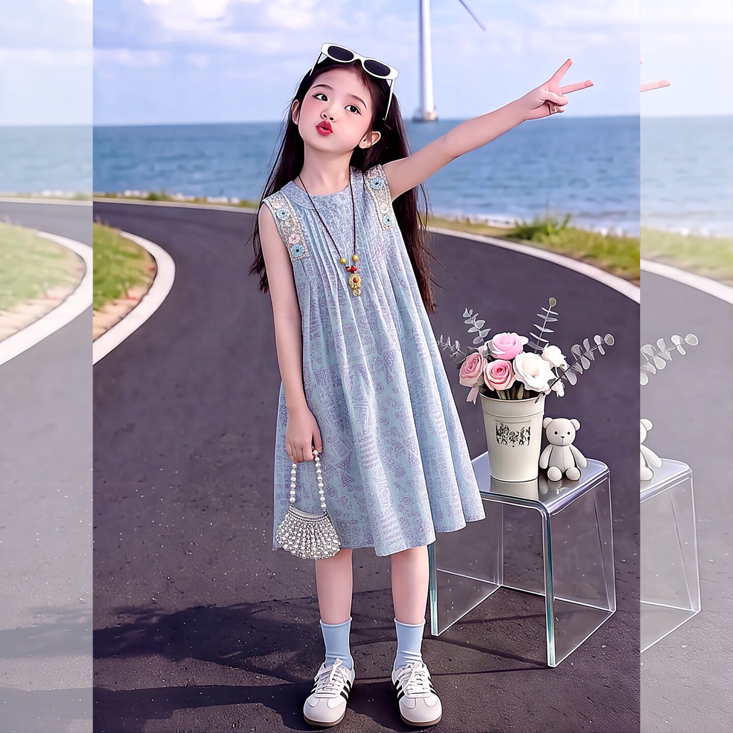 女童夏季无袖背心裙2026新款儿童