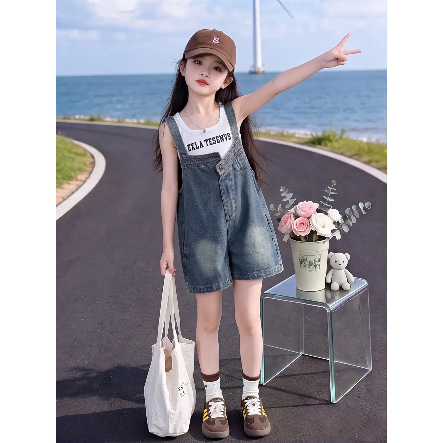 儿童牛仔背带裤2026新款夏装小女
