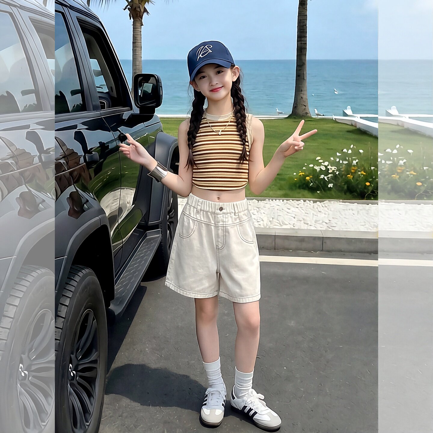 女童夏季牛仔短裤薄款透气五分裤