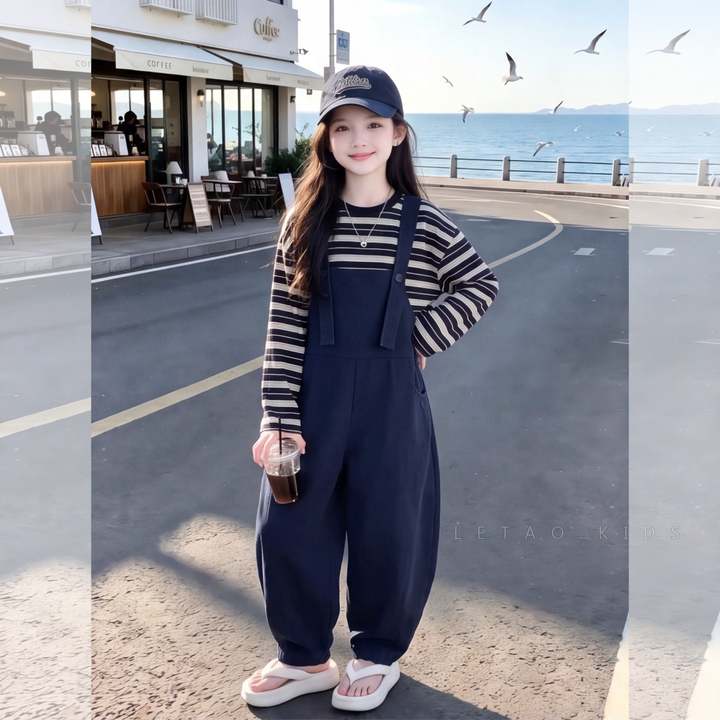 女童背带裤套装秋装2026新款儿童