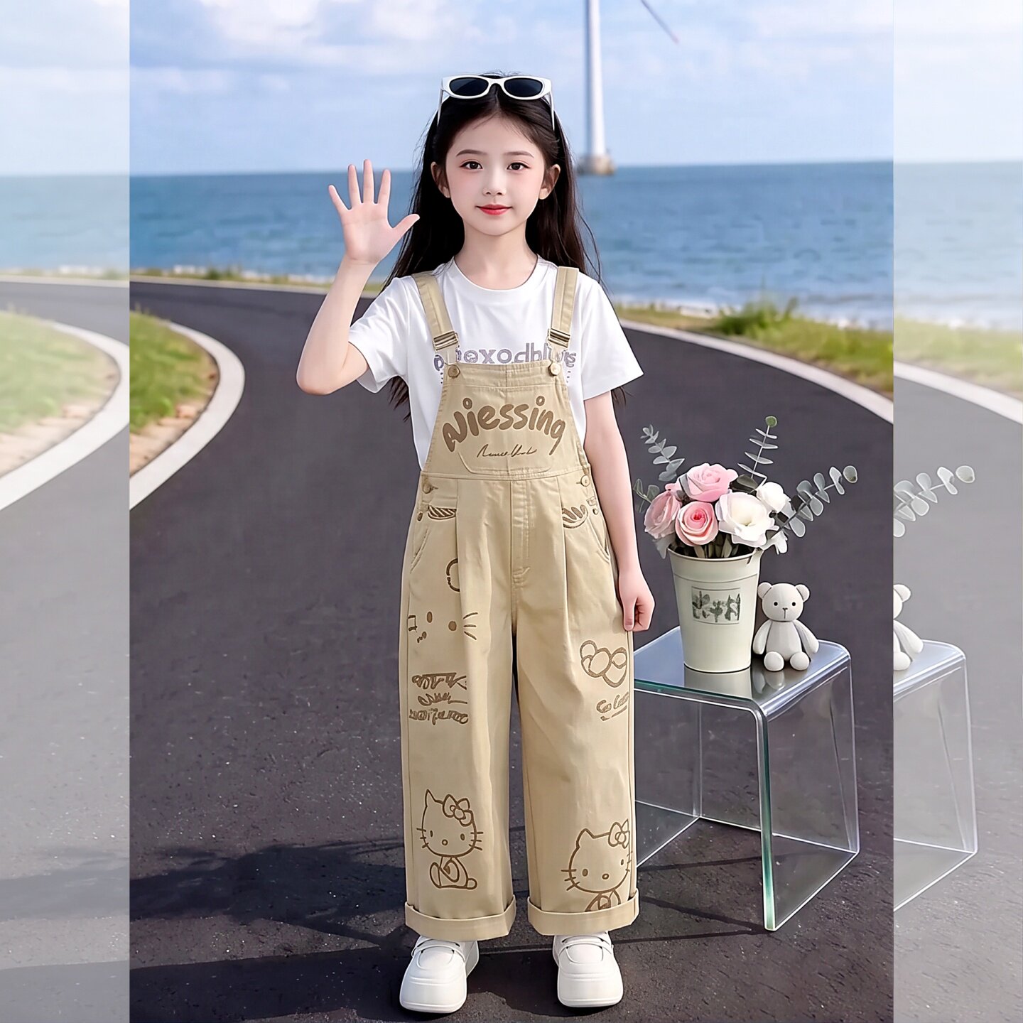 女童背带裤套装夏季薄款大儿童韩