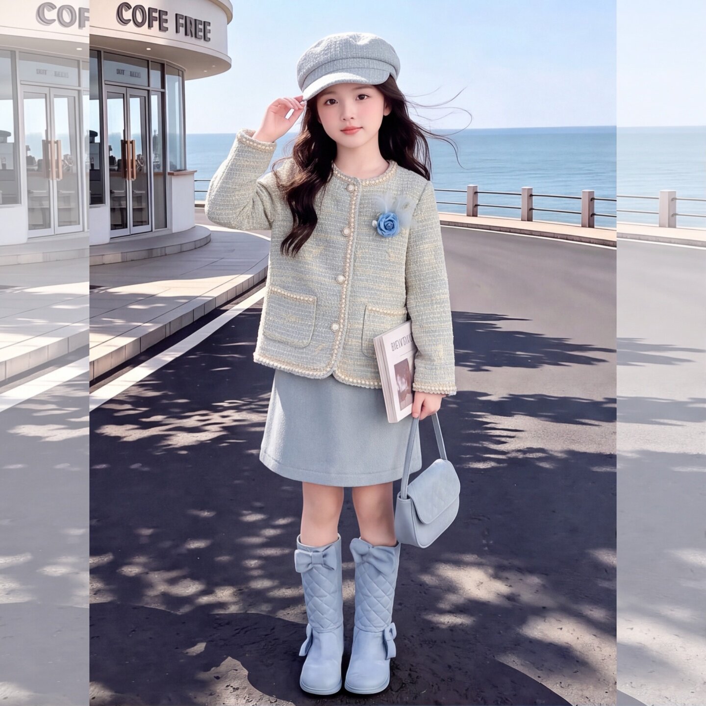 2026小香风重工钉珠流苏外套女童