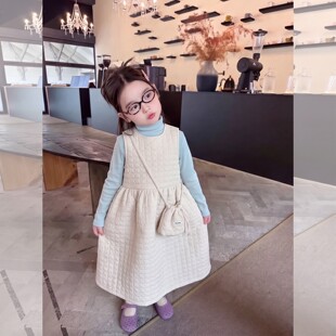 女童背心裙套装春秋2026新款儿童秋冬打底衫宽松无袖连衣裙两件套