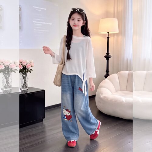 女童牛仔裤秋季2026新款洋气儿童