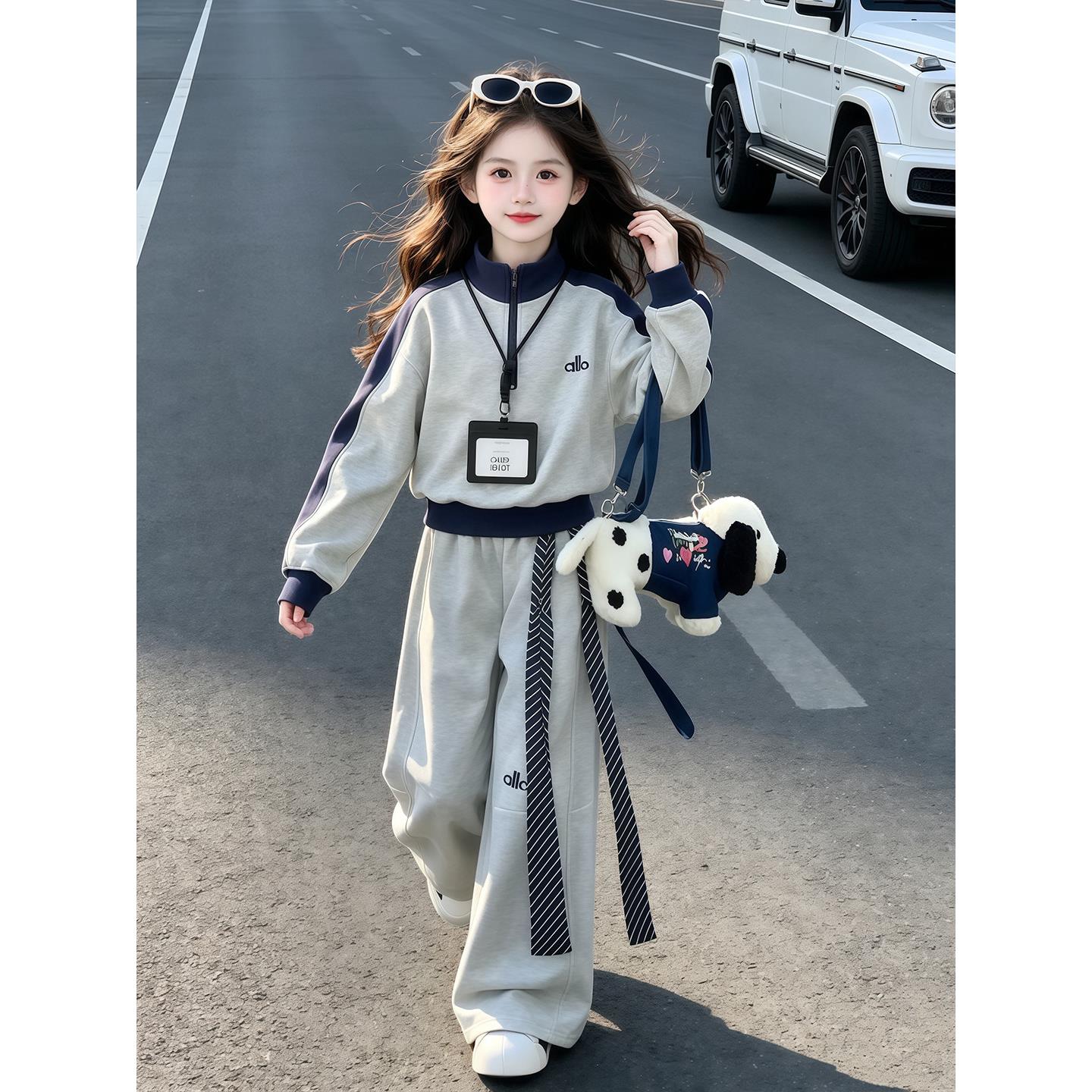 女童休闲卫衣套装秋季2026新款儿童洋气上衣春秋女孩运动裤两件套