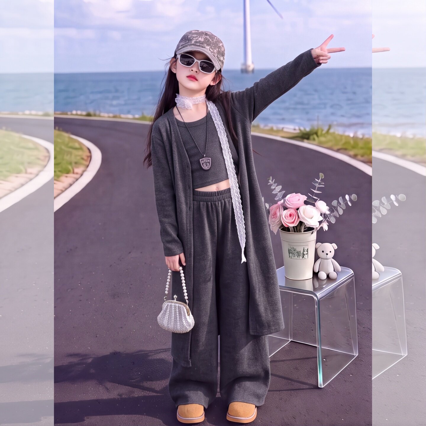 女童慵懒风套装秋季款2026新款洋