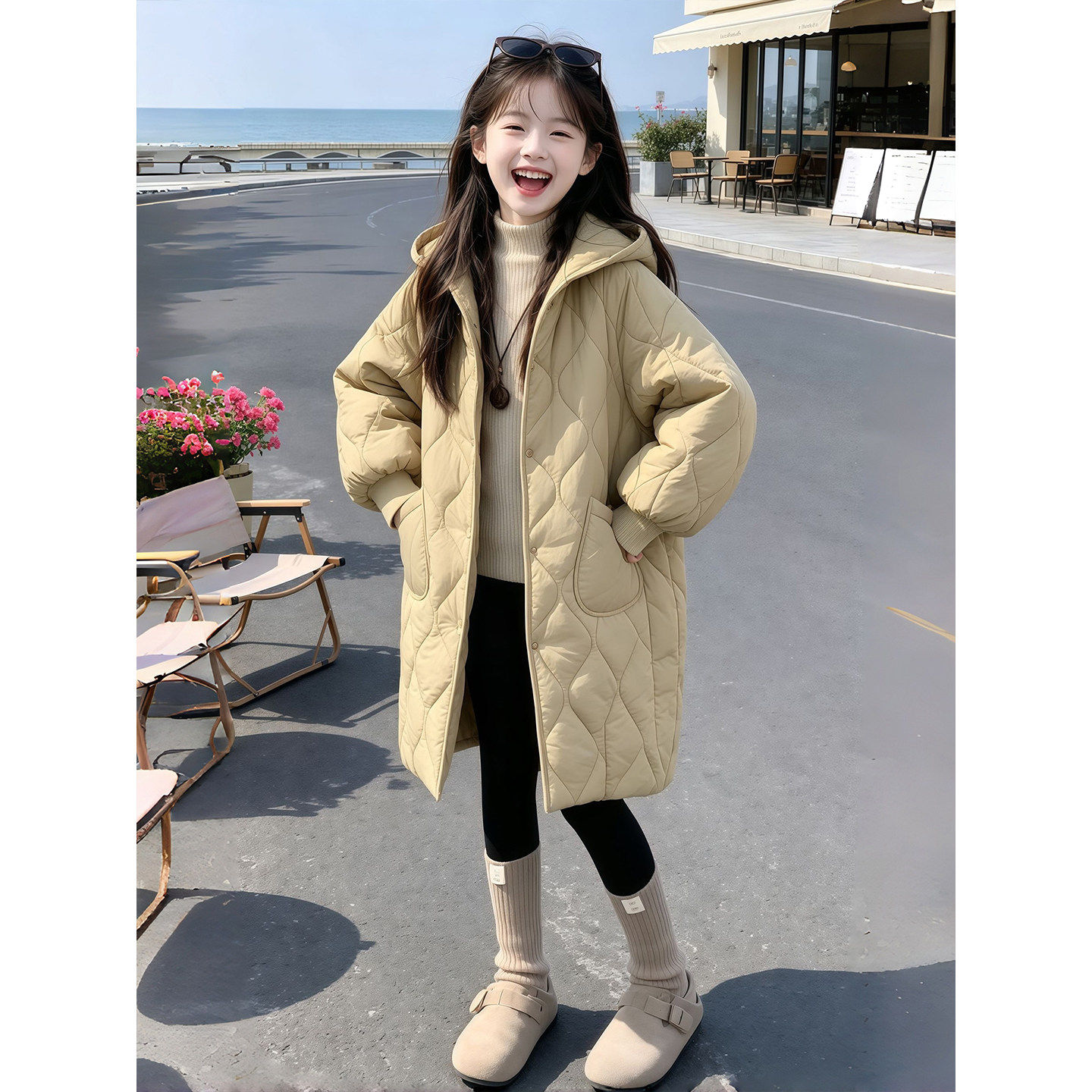 女童夹棉加绒外套秋冬款2026新款儿童洋气棉衣冬季女大童时髦大衣