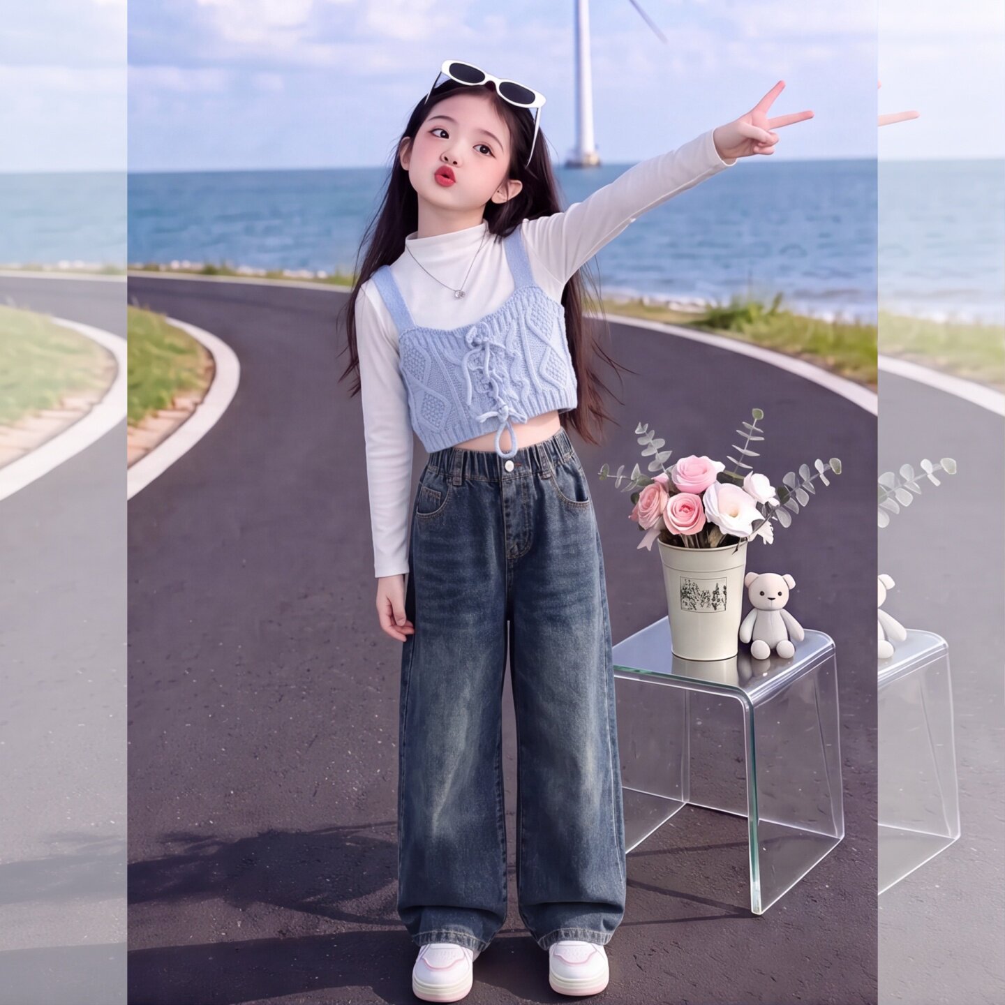 女童裤子秋季2026新款洋气大童牛