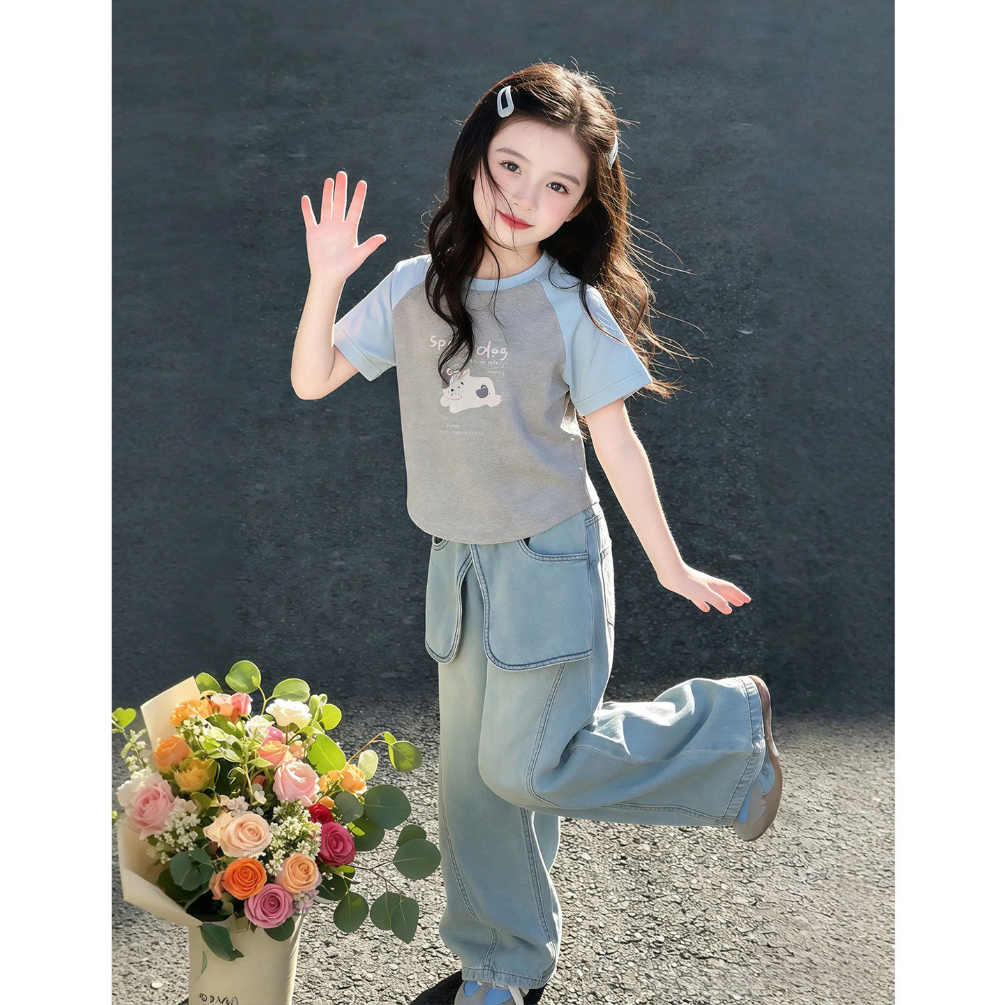 女童夏装套装2026新款儿童衣服韩系超火穿搭大童短袖洋气时髦女装