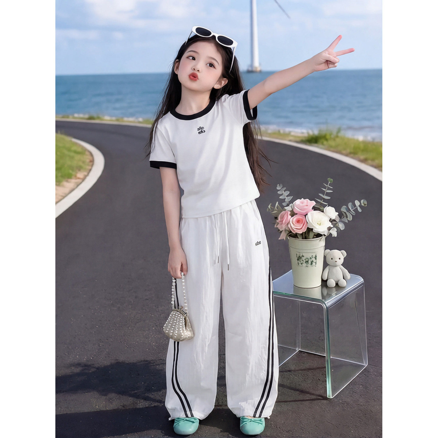 女同夏超火韩系运动短袖裤子套装