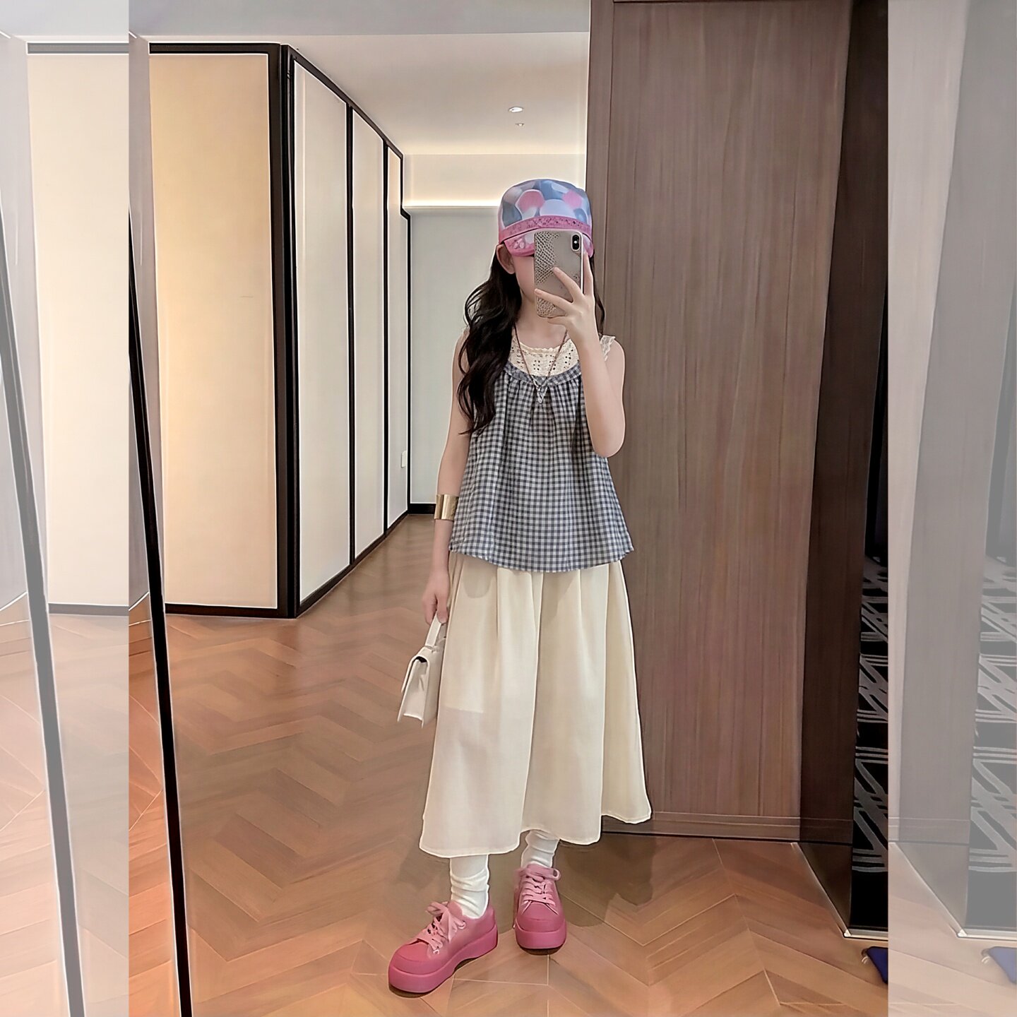 女童蕾丝格子夏套装2026新款好看