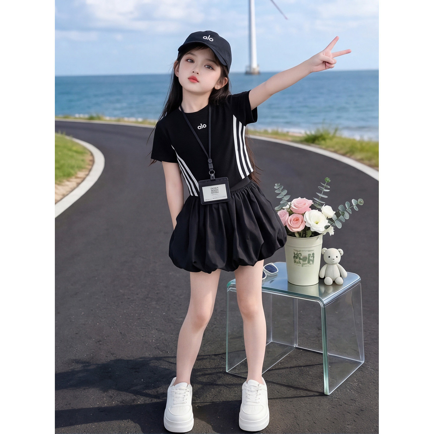女童黑色套装夏装2026新款儿童夏