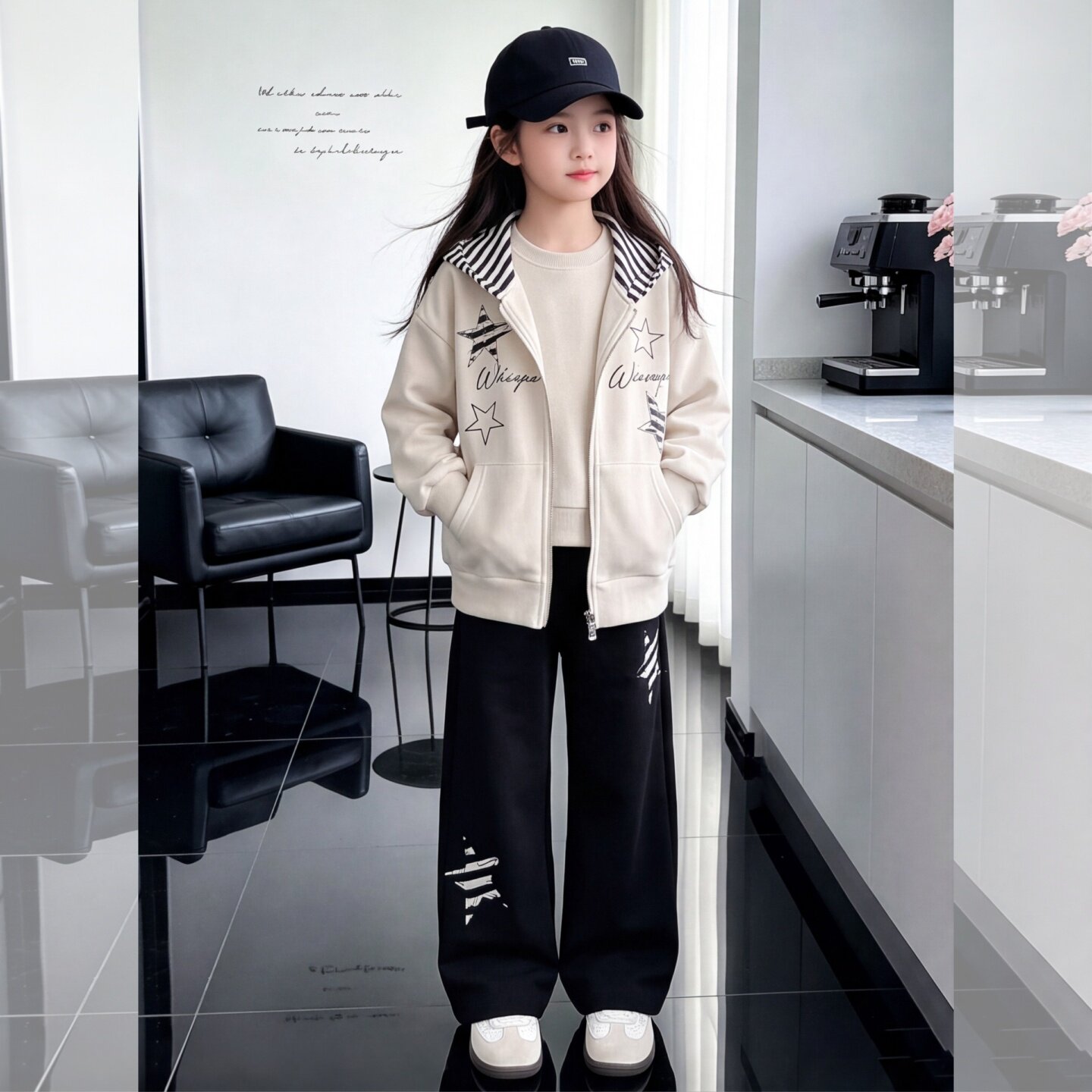 女童韩版秋季连帽卫衣套装儿童20
