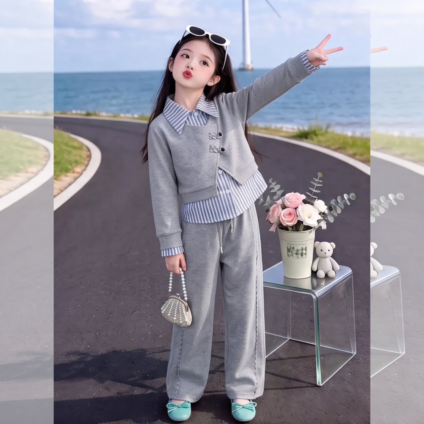女童秋装套装2026新款中大童公主