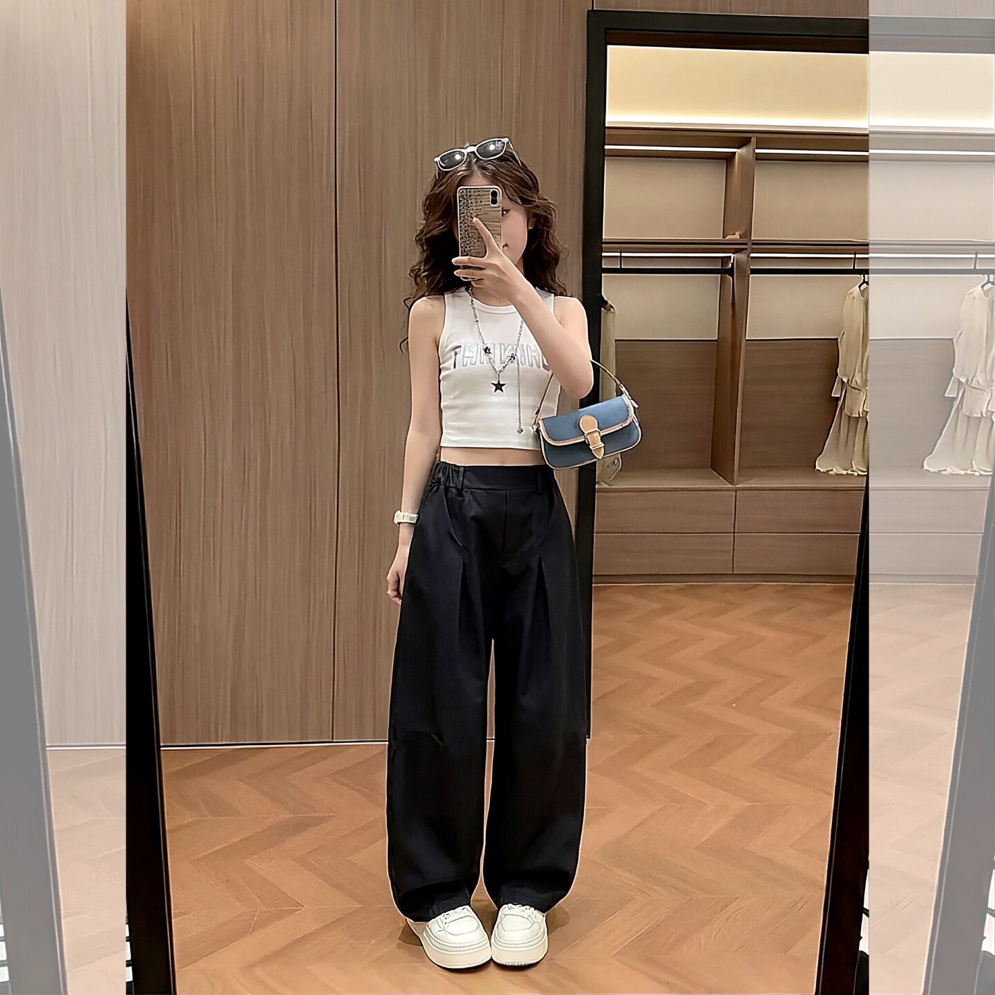 露脐背心装女童爵士舞服装少儿棉背心黑白裤萝卜裤嘻哈街运动套装