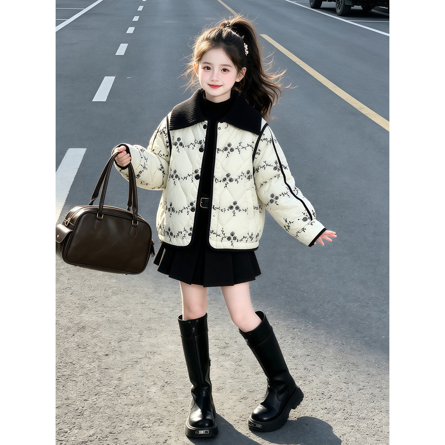 女童夹棉外套秋冬款2026新款儿童洋气韩版棉服女大童冬季保暖上衣