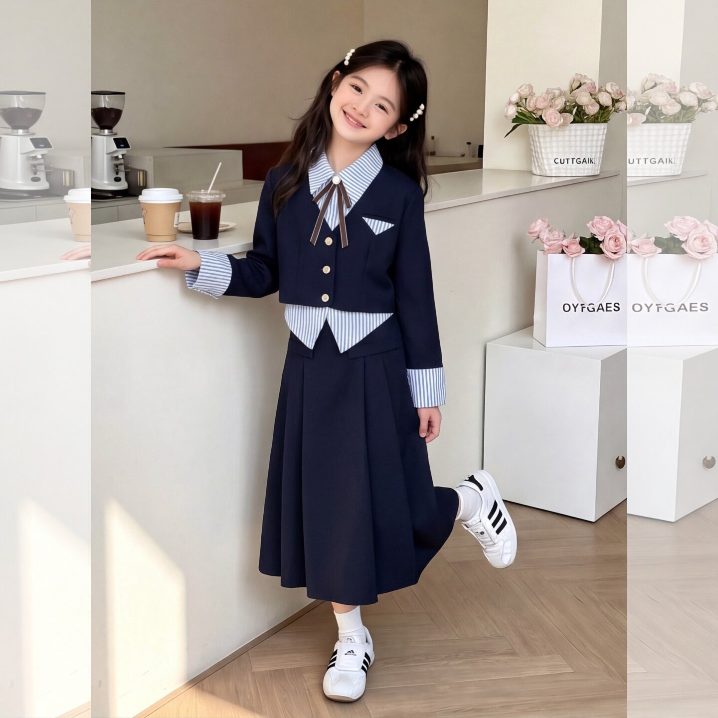 女童秋装连衣裙2026新款儿童学院