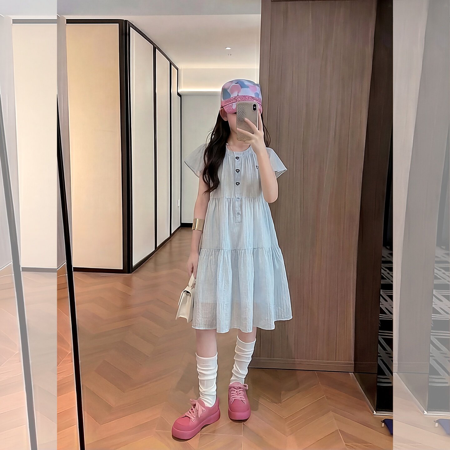 女童短袖连衣裙2026新款雪纺裙