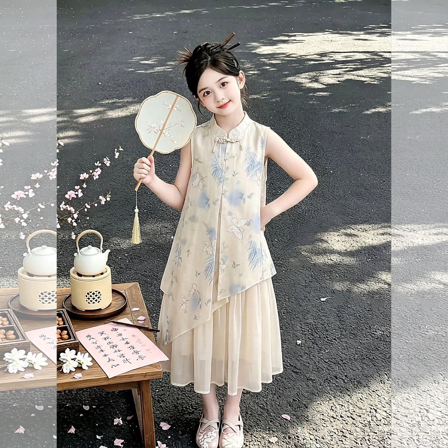 夏季女童新中式国风甜美高级感时
