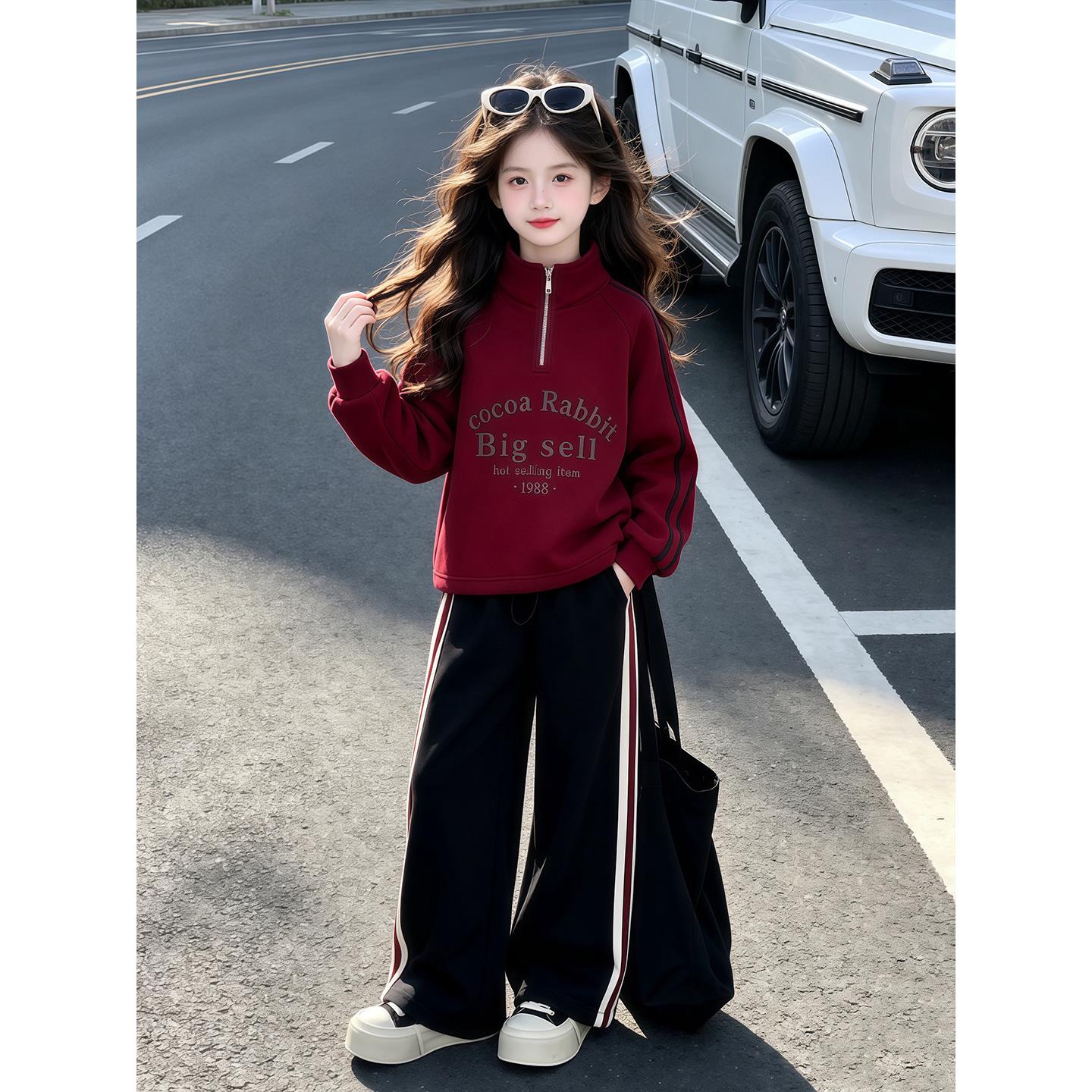 女童休闲卫衣套装秋季2026新款儿童秋装上衣女孩春秋阔腿裤两件套